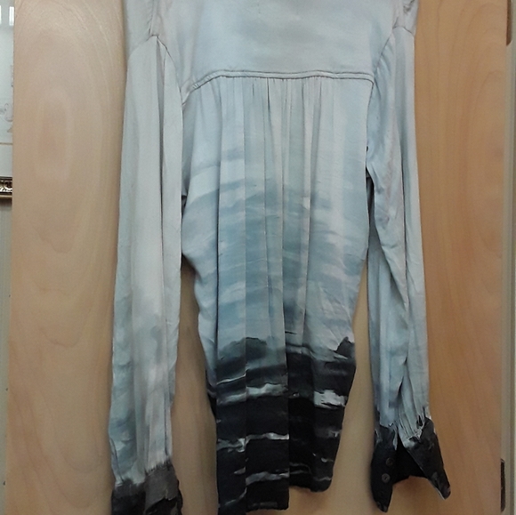 River Sky Grey high low boho tie dye ombre laagenlook tunic top L - Picture 9 of 11